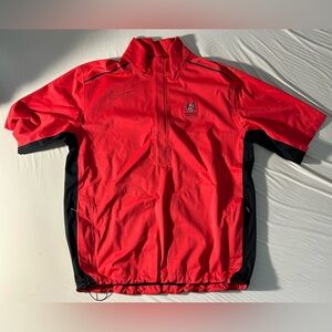 Nike Men’s Neon Red and Black Storm-FIT Short-Sleeve Rain & Wind Jacket Large
